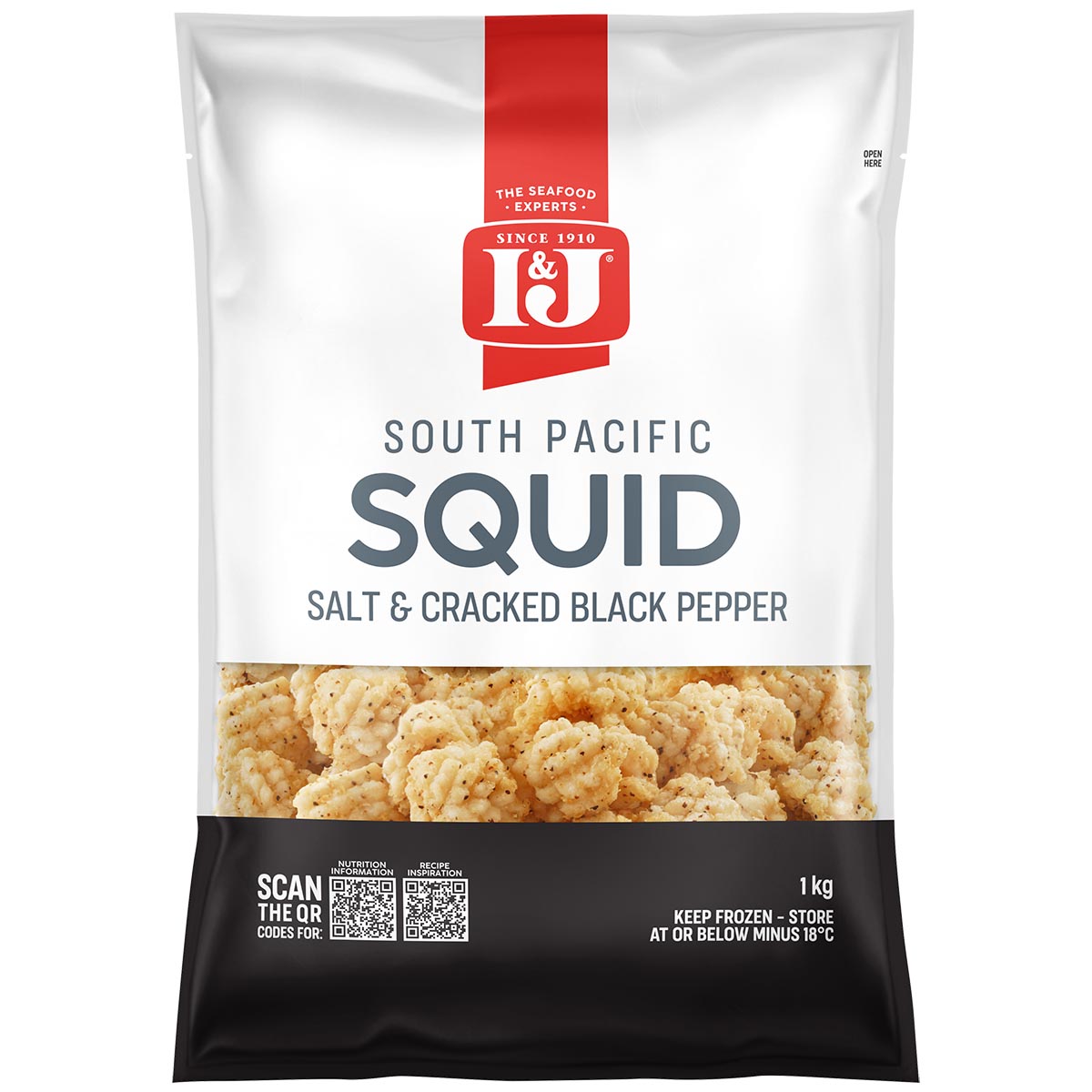 I&J® Salt and Cracked Black Pepper Squid, Front Innerpack