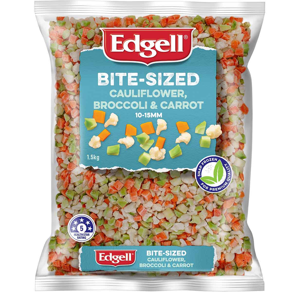 Edgell® Bite-Sized Cauliflower, Broccoli, Carrot 10-15mm, Front Innerpack
