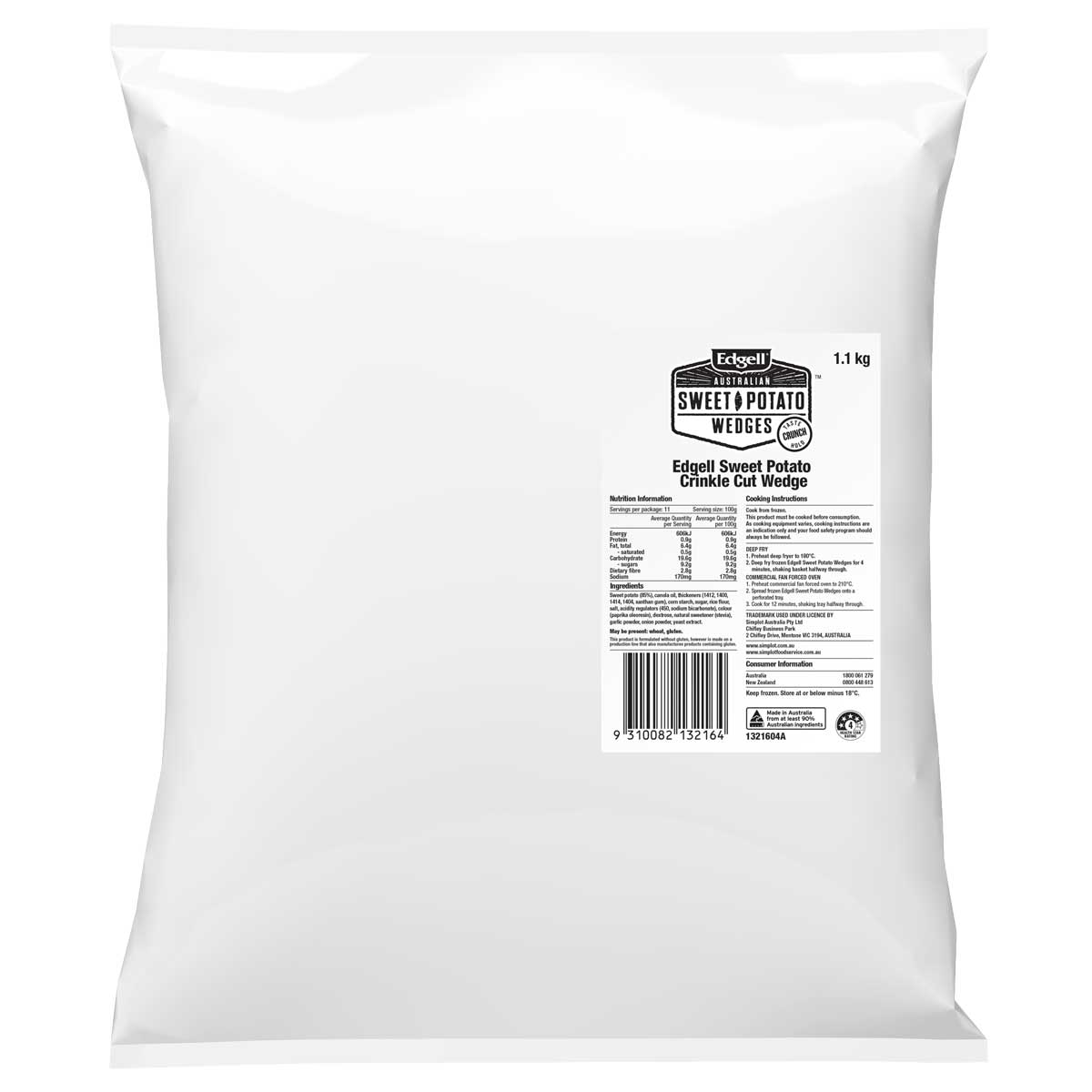 Edgell® Sweet Potato Crinkle Cut Wedge , Front Innerpack