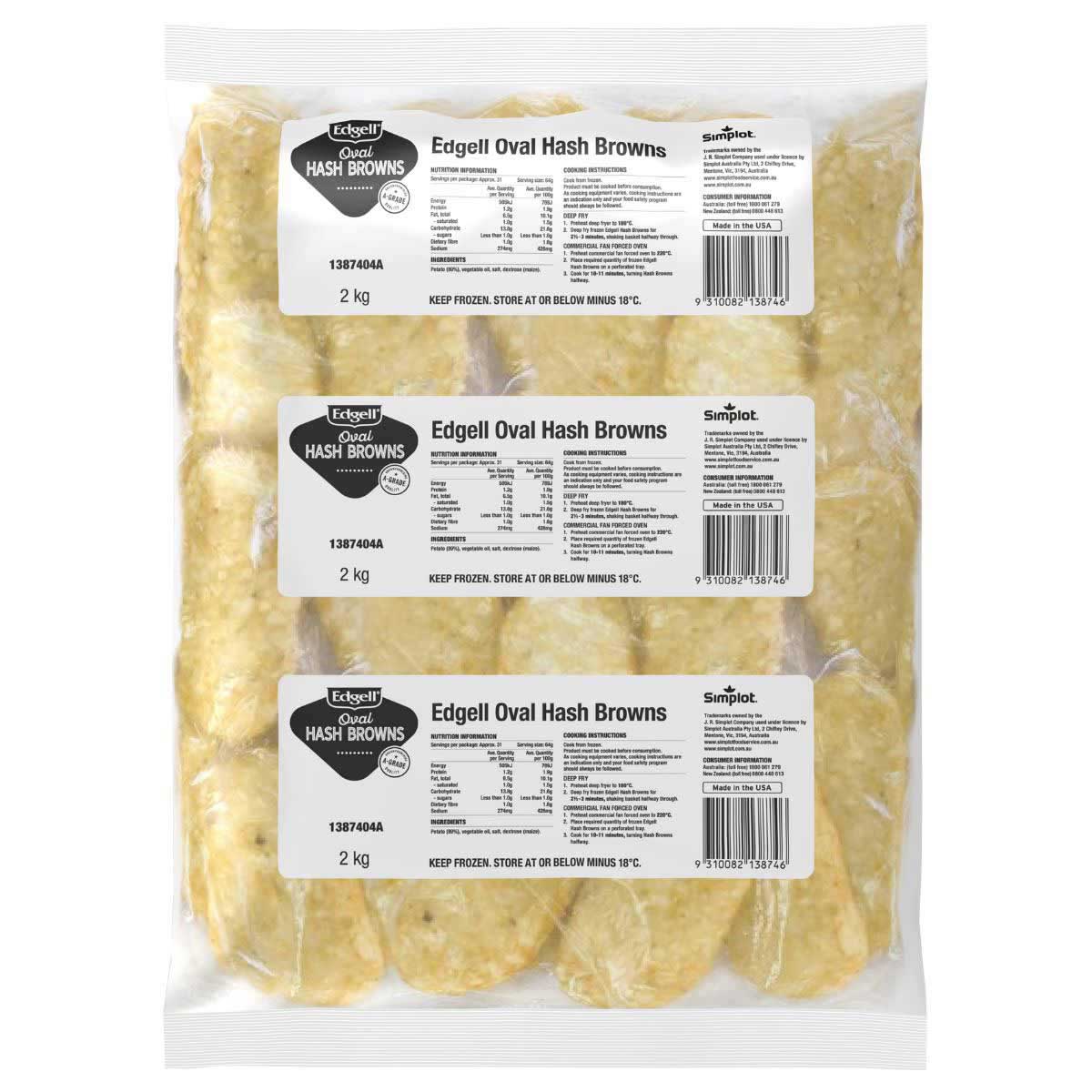 Edgell® Edgell Oval Hash Brown, Front Innerpack Edgell® Edgell Oval Hash Brown, Front Innerpack