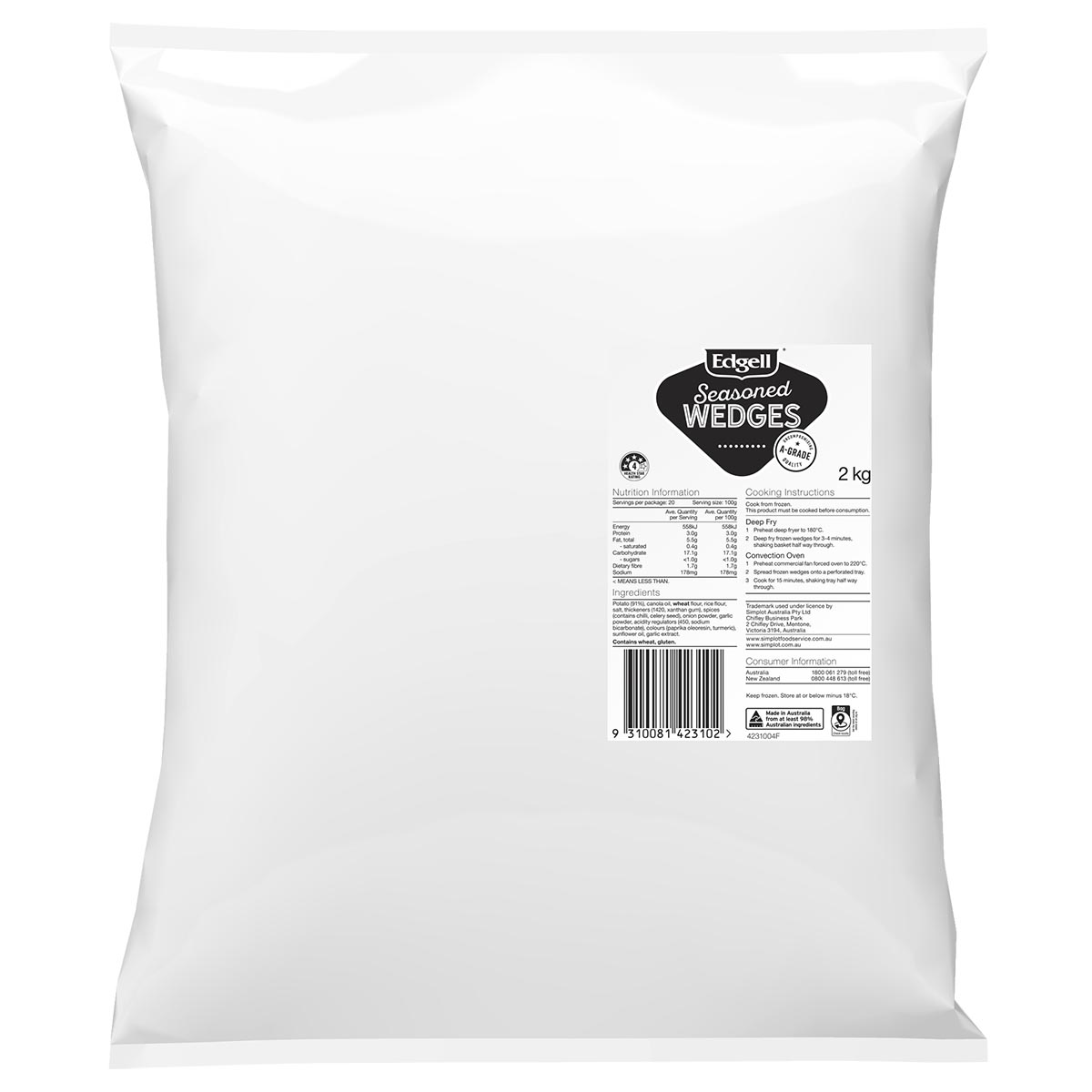 Edgell® Seasoned Wedges, Front Innerpack