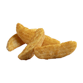 Simplot SeasonedCRISP Fries 크런치 반죽 웨지 (skin on), Prepared