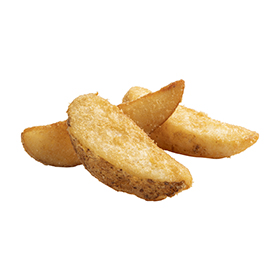 Simplot Megacrunch® Fries 반죽을 입힌 웨지 감자 (skin on), Prepared
